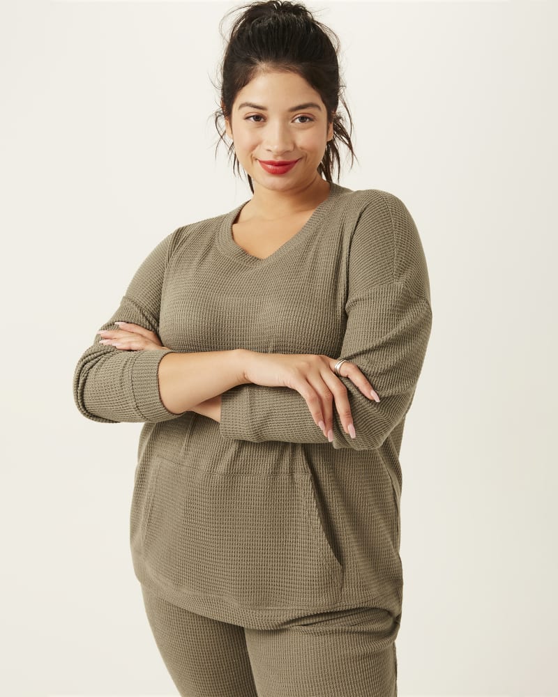 Front of plus size Cathleen Waffle-Knit Sweatshirt by Meri Skye | Dia&Co | dia_product_style_image_id:168553